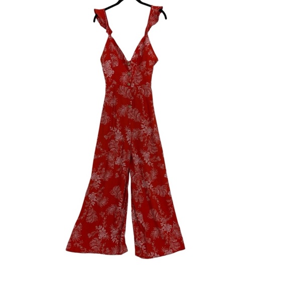 NWT FREE PEOPLE BE THE ONE Jumpsuit Size 4 Red $128 Retail One Piece NEW Buttons - Picture 3 of 4